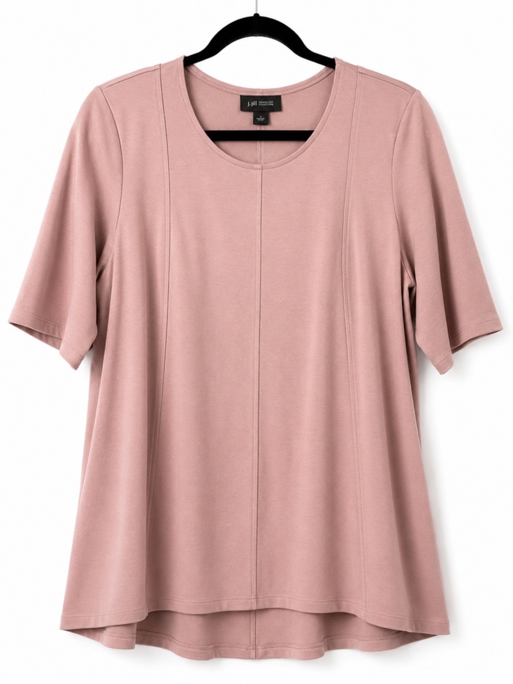 J Jill Wearever Top L Dusty Rose Short Sleeve Stretch Knit Tunic Casual - Picture 3 of 12
